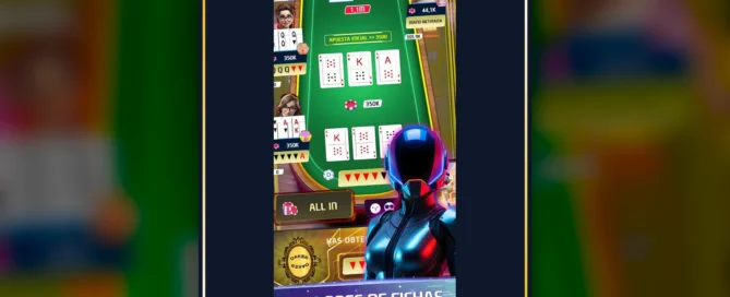 Captura oficial de una mano de Daker Poker que muestra cartas de doble valor y fichas ganadas