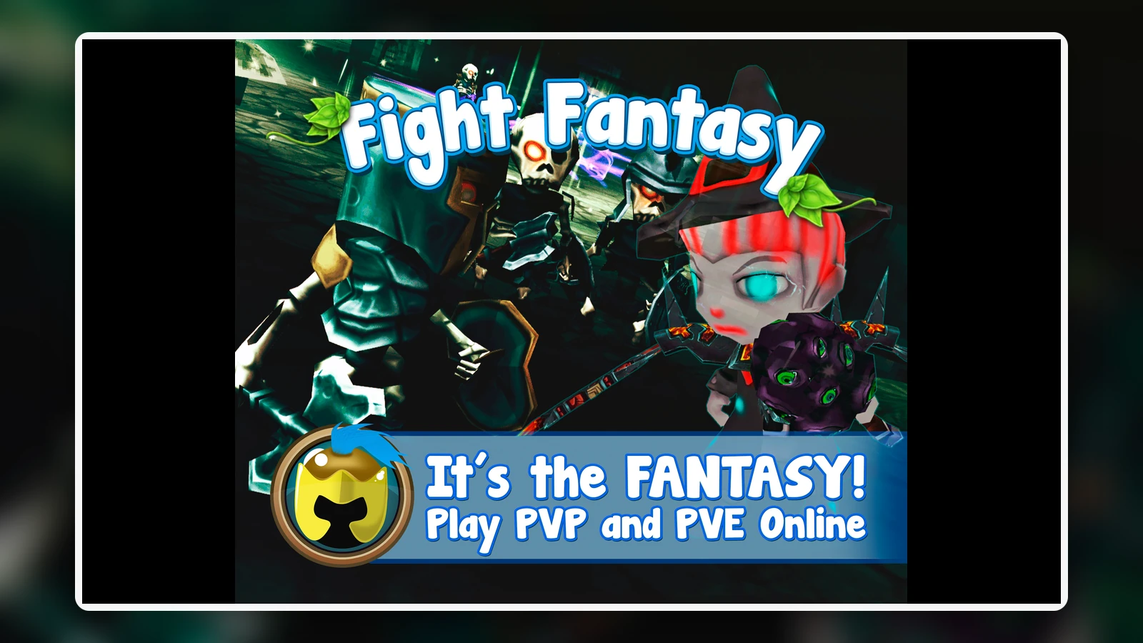 Diseño promocional original de Fight Fantasy con personajes de distintos roles